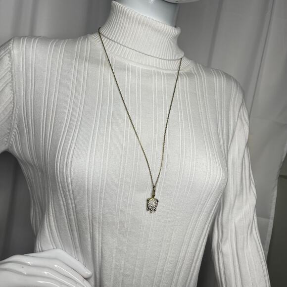 J.Crew J Crew pendant gold tone necklace burnished TURTLE signed costume jewelry - Picture 9 of 12
